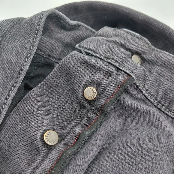 Diesel Tepphar-X Jeans Mens 34 x 30 Black Slim Carrot Selvedge Distressed Grunge